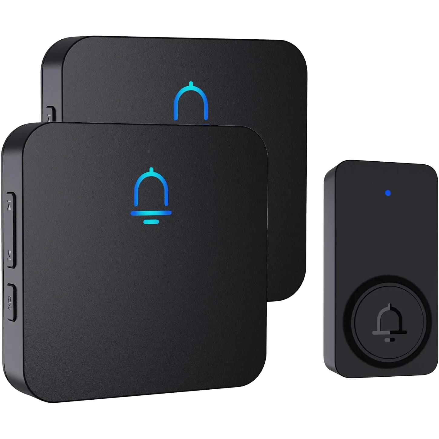 SECRUI Flat Panel Wireless Doorbell, black, 1 button + 2 receivers