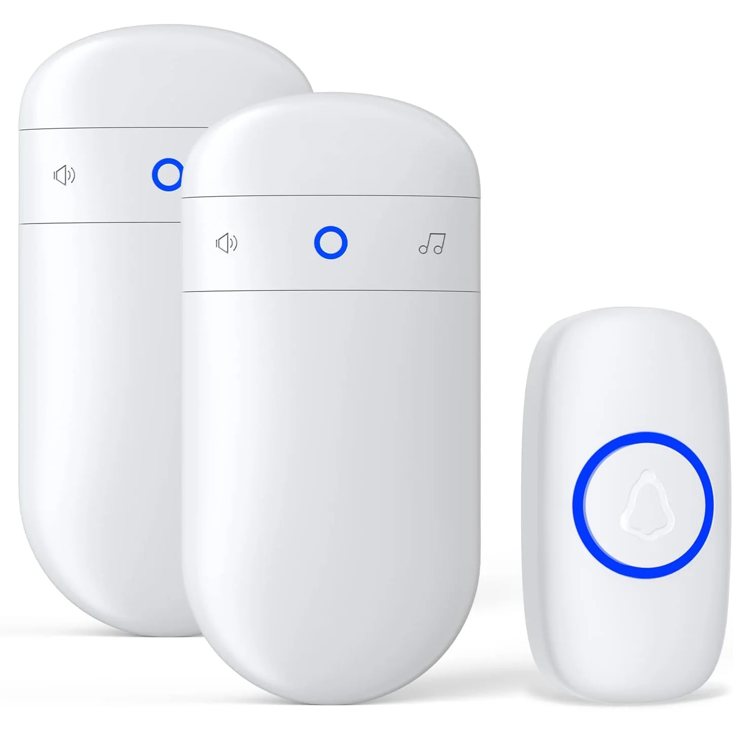 SECRUI Capsule Wireless Doorbell, white, 1 button + 2 receivers