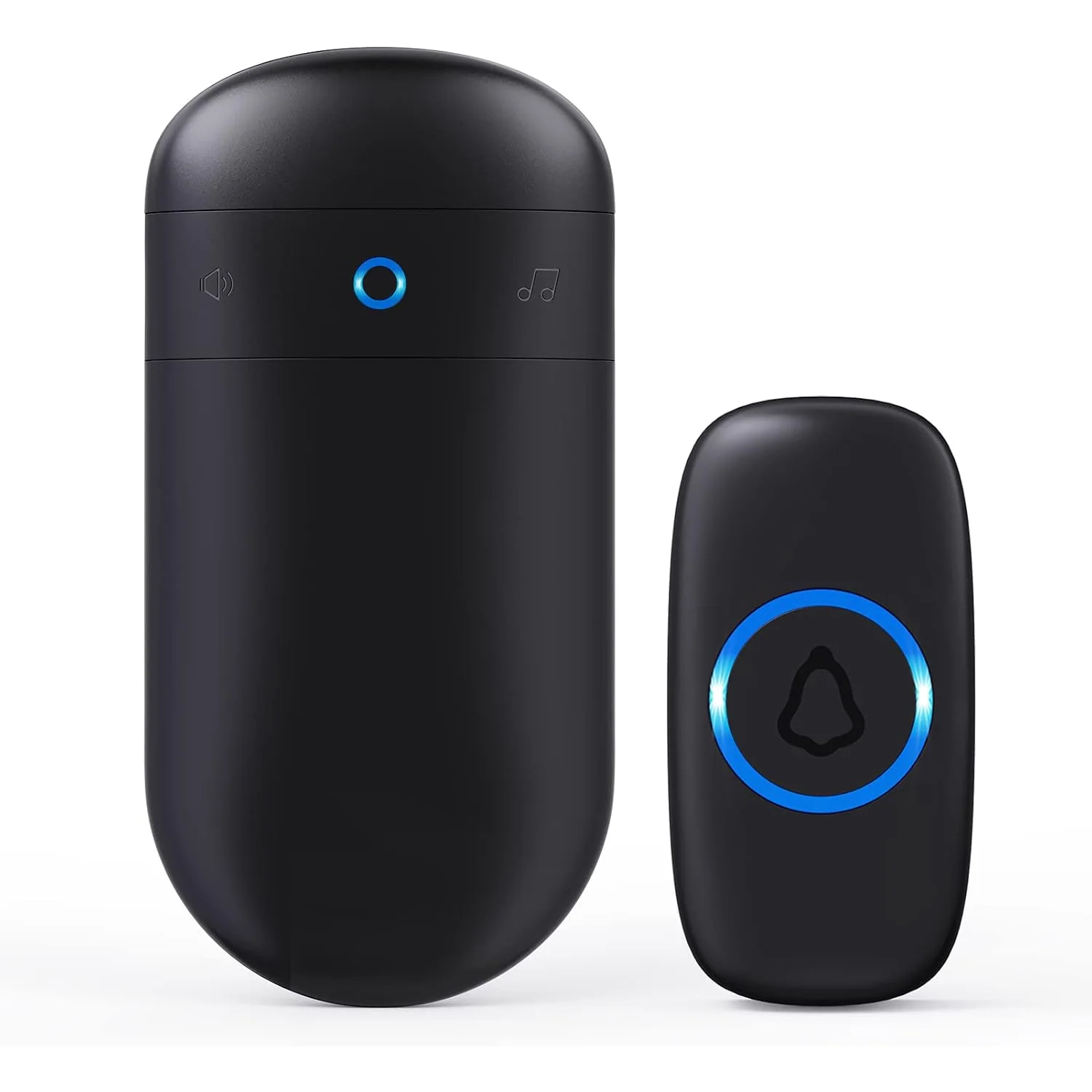 SECRUI Capsule Wireless Doorbell, black, 1 button + 1 receiver